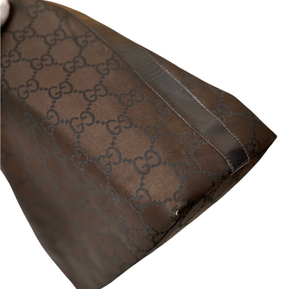 ❗️SOLD❗️GUCCI Monogram Shoulder Bag Brown Black Canvas Medium Hobo Vintage Bag - Picture 3 of 13
